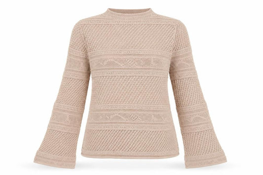 Next Women's Beige Mock Neck Open-Knit Jumper Size 14