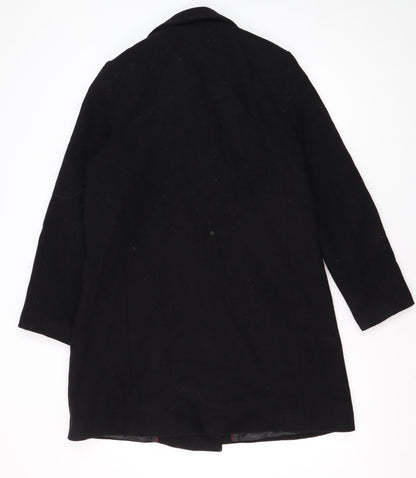 Mango Women's Black Wool Blend Pea Coat Size 8, Buttoned