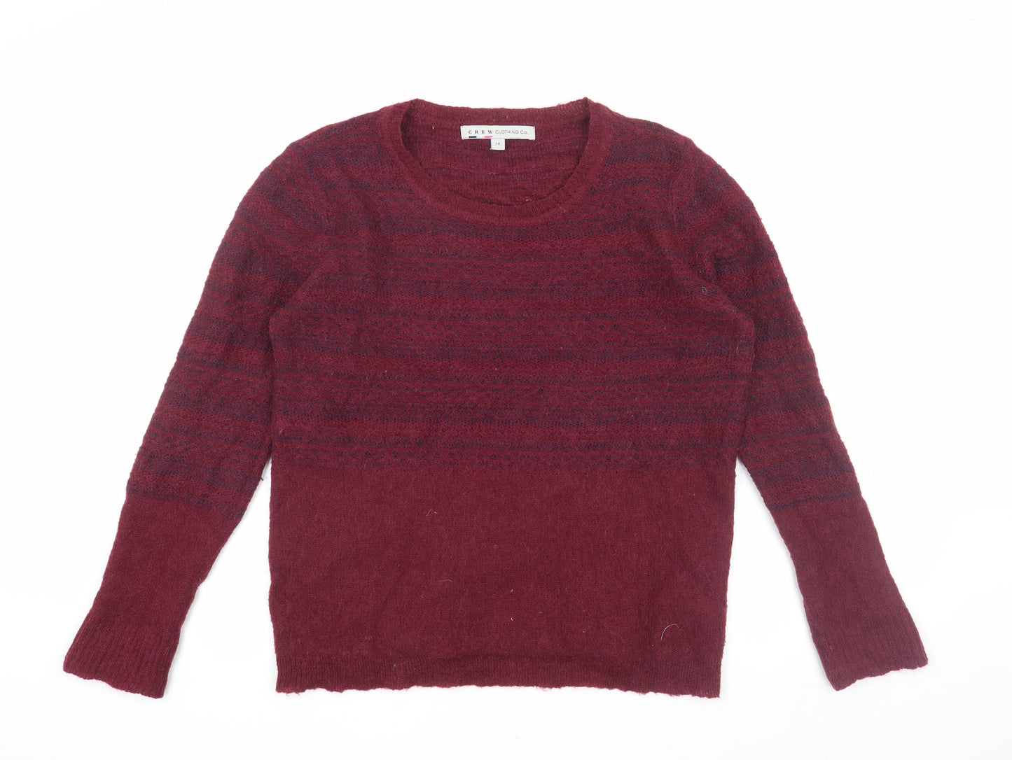 Crew Clothing Co. Womens Red Striped Pullover Jumper Size 14
