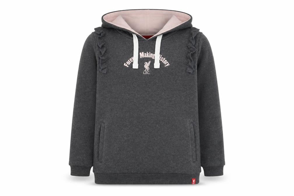 LFC Girls Grey Hoodie, 11-12 Years, Ruffle Logo Pullover