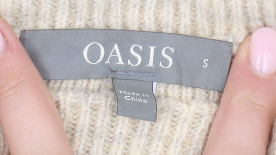 Oasis Women's Beige Small Knit Pullover Jumper