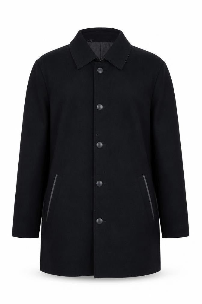 Messori Men's Black Overcoat L - Elegant Formal Wear