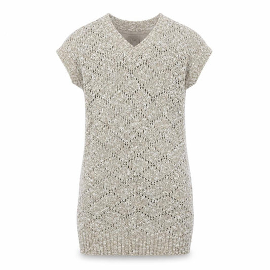 Massimo Dutti Girls Beige Argyle Knit Dress V-Neck 5-6 Years