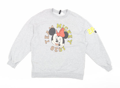 Preloved H&M Women's Grey Disney Graphic Pullover Sweatshirt S - Front
