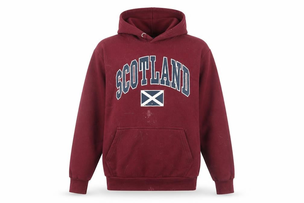 Scotland Men's Red Pullover Hoodie, S - Logo Accent