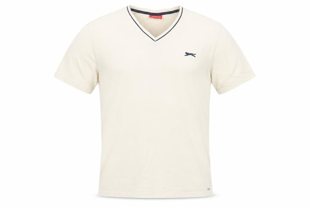 Slazenger Men's Beige V-Neck T-Shirt Medium