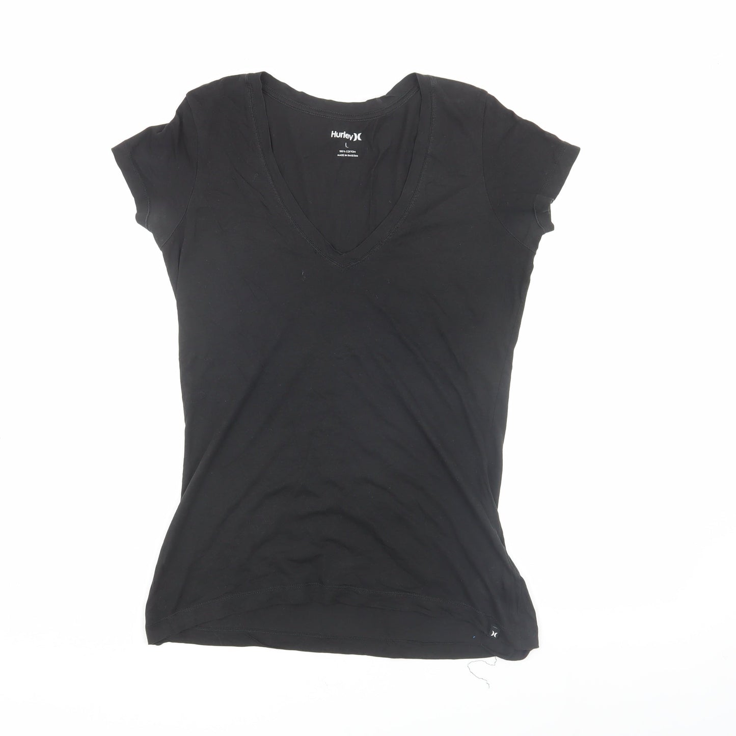 Hurley Women's Black V-Neck T-Shirt L