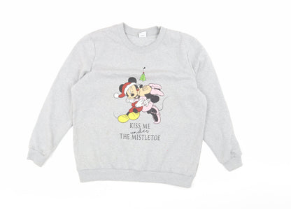 Preloved Disney Women's Grey M Pullover Christmas Sweatshirt - Front