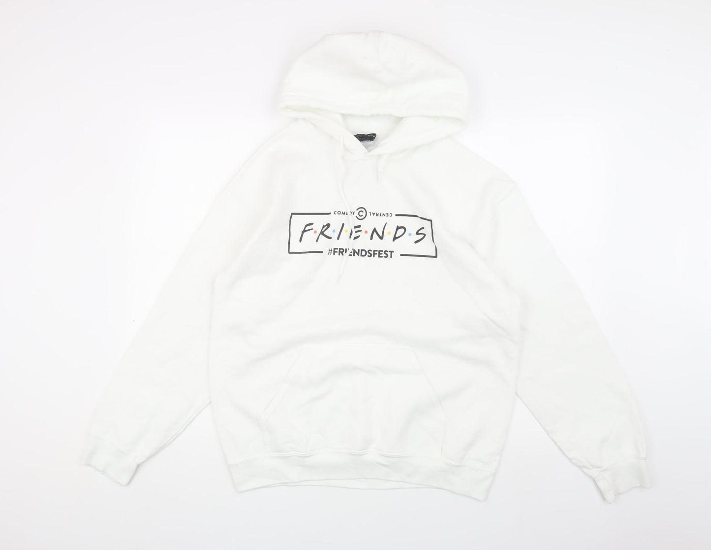Friends Unisex White Pullover Hoodie M Logo
