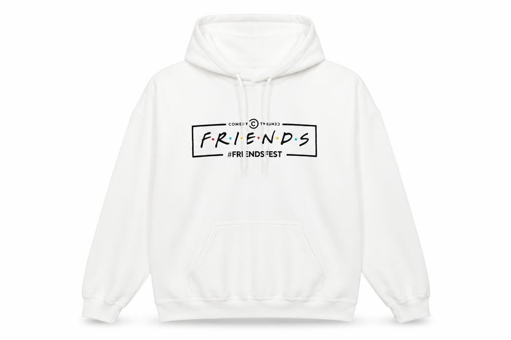 Friends Unisex White Pullover Hoodie M Logo