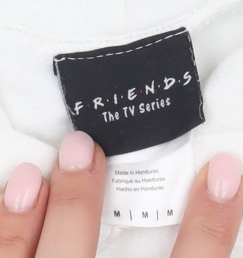 Friends Unisex White Pullover Hoodie M Logo