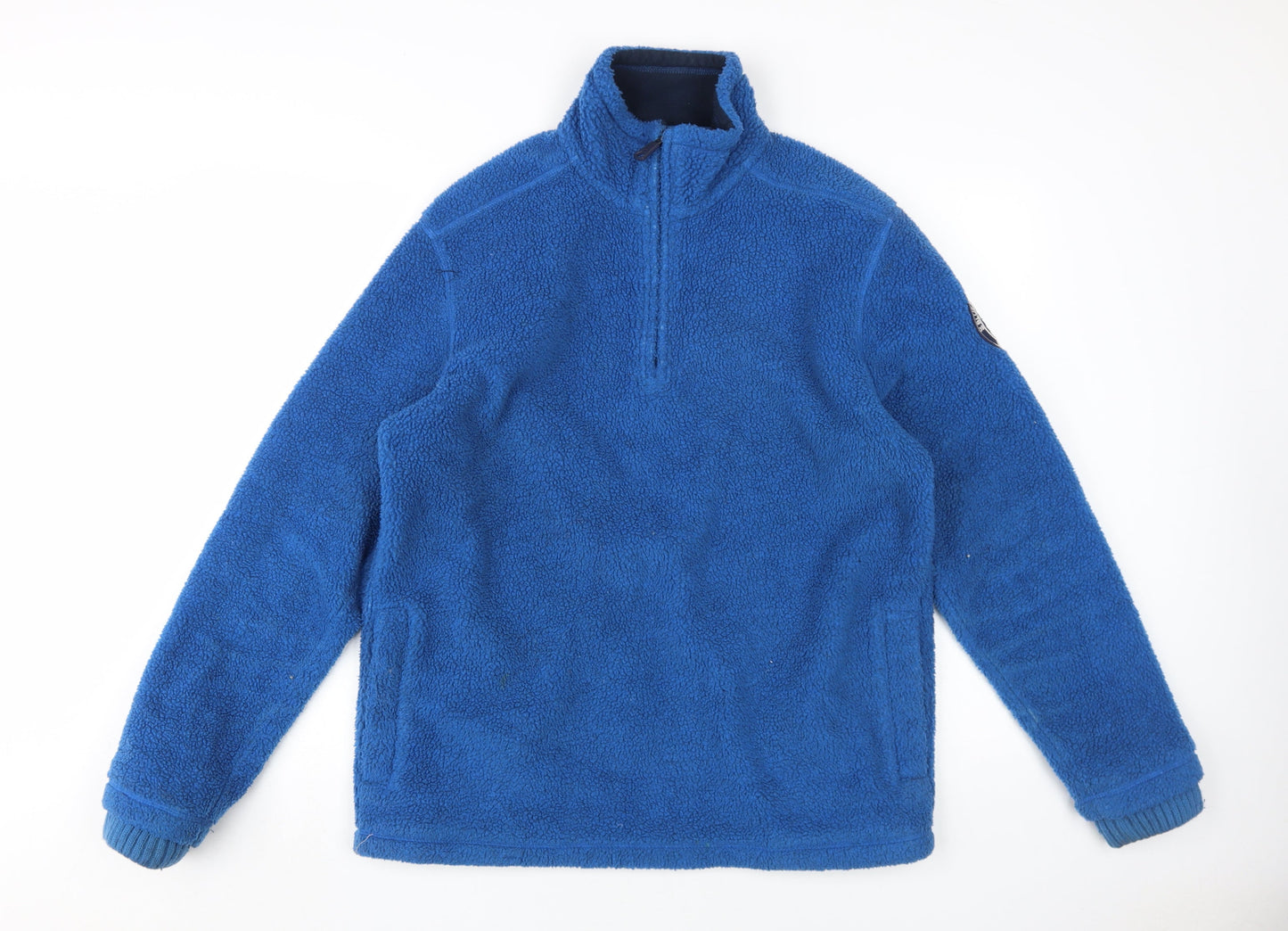 Marks and Spencer Men's Blue 1/2 Zip Sweatshirt - Medium