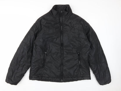 Nova Men Black Puffer Jacket L Full Zip Casual