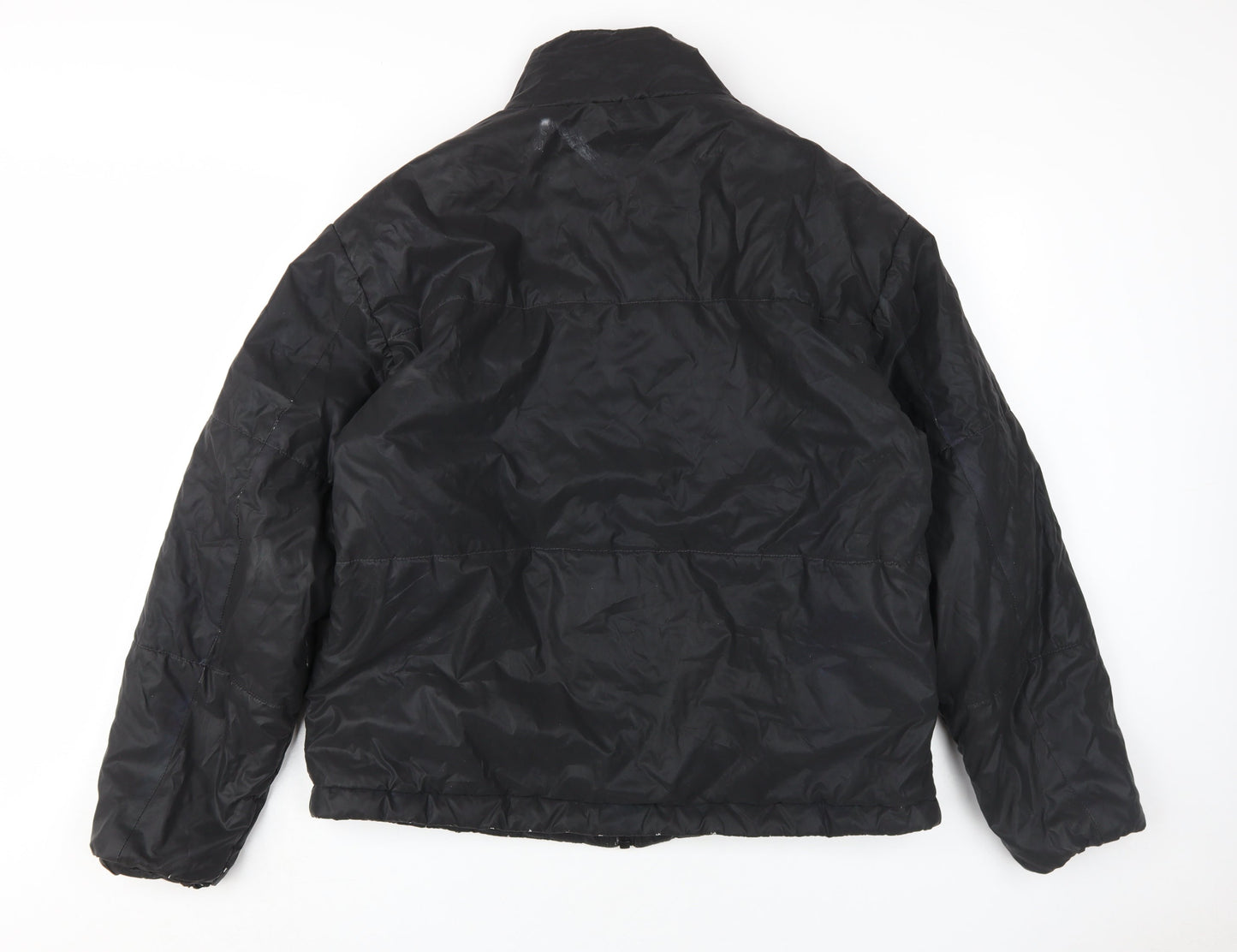 Nova Men Black Puffer Jacket L Full Zip Casual