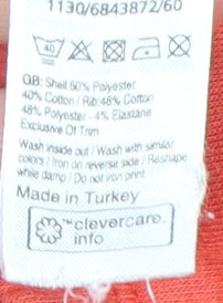 Brand and care label for New Look girls’ red pullover sweatshirt, size 12-13, usa graphic