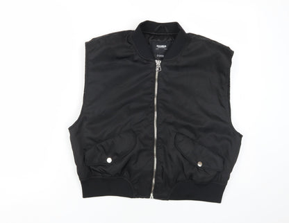 Pull&Bear Womens Black L Waistcoat with Zipped Pockets