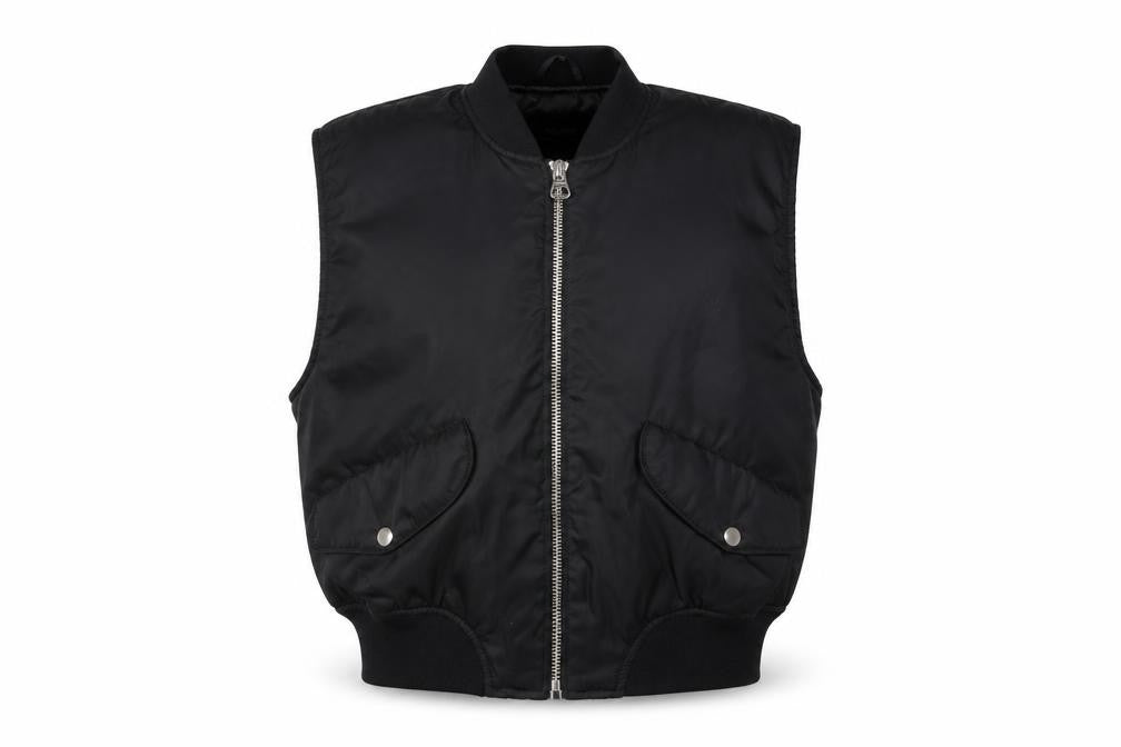 Pull & Bear Unisex Black L Waistcoat with Zipped Pockets