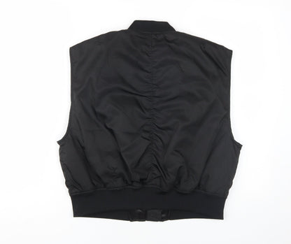 Pull&Bear Womens Black L Waistcoat with Zipped Pockets