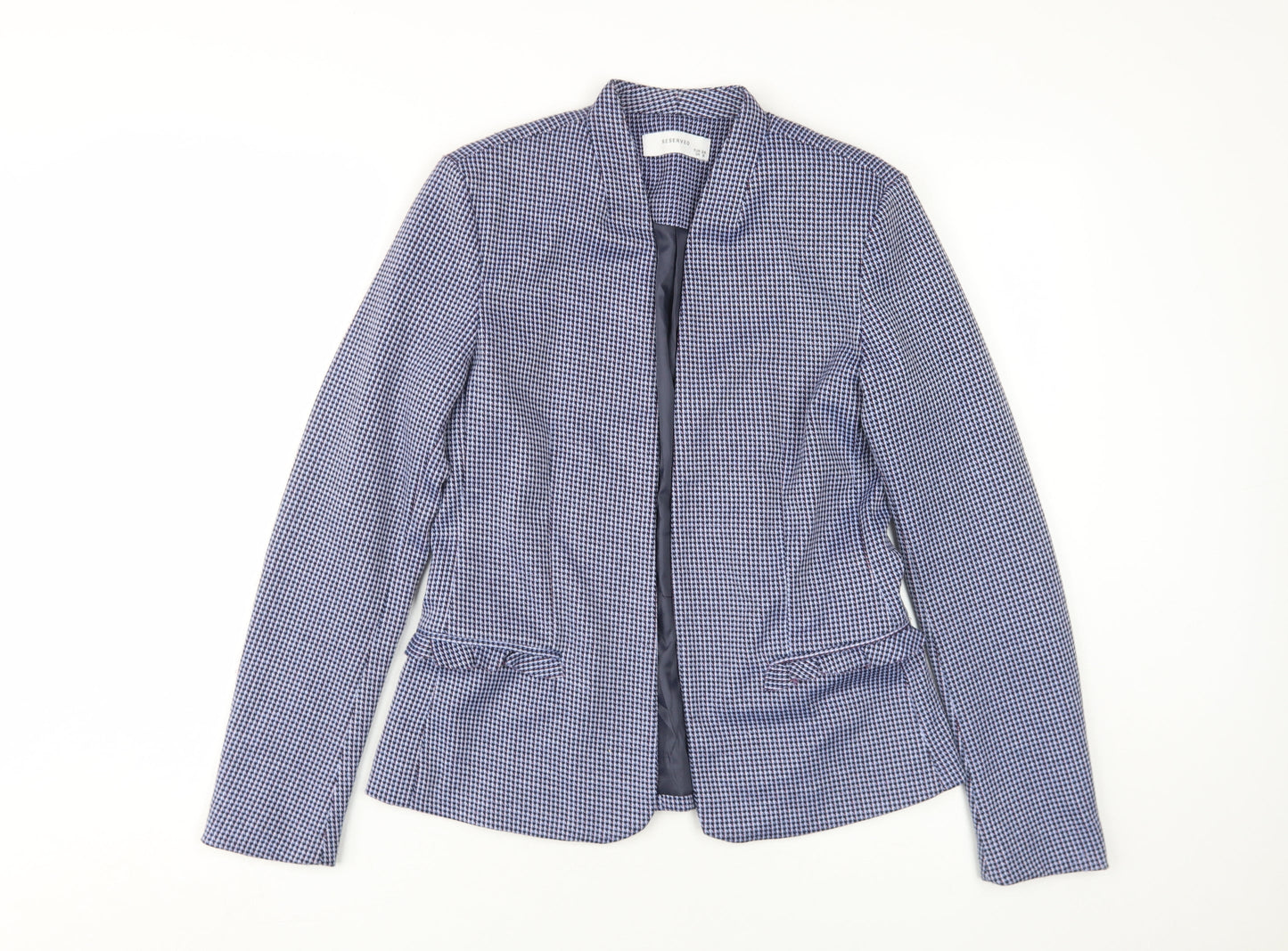 Reserved Women's Blue Houndstooth Blazer UK 8