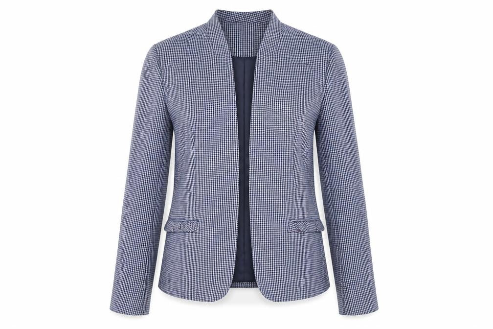 Reserved Women's Blue Houndstooth Blazer UK 8