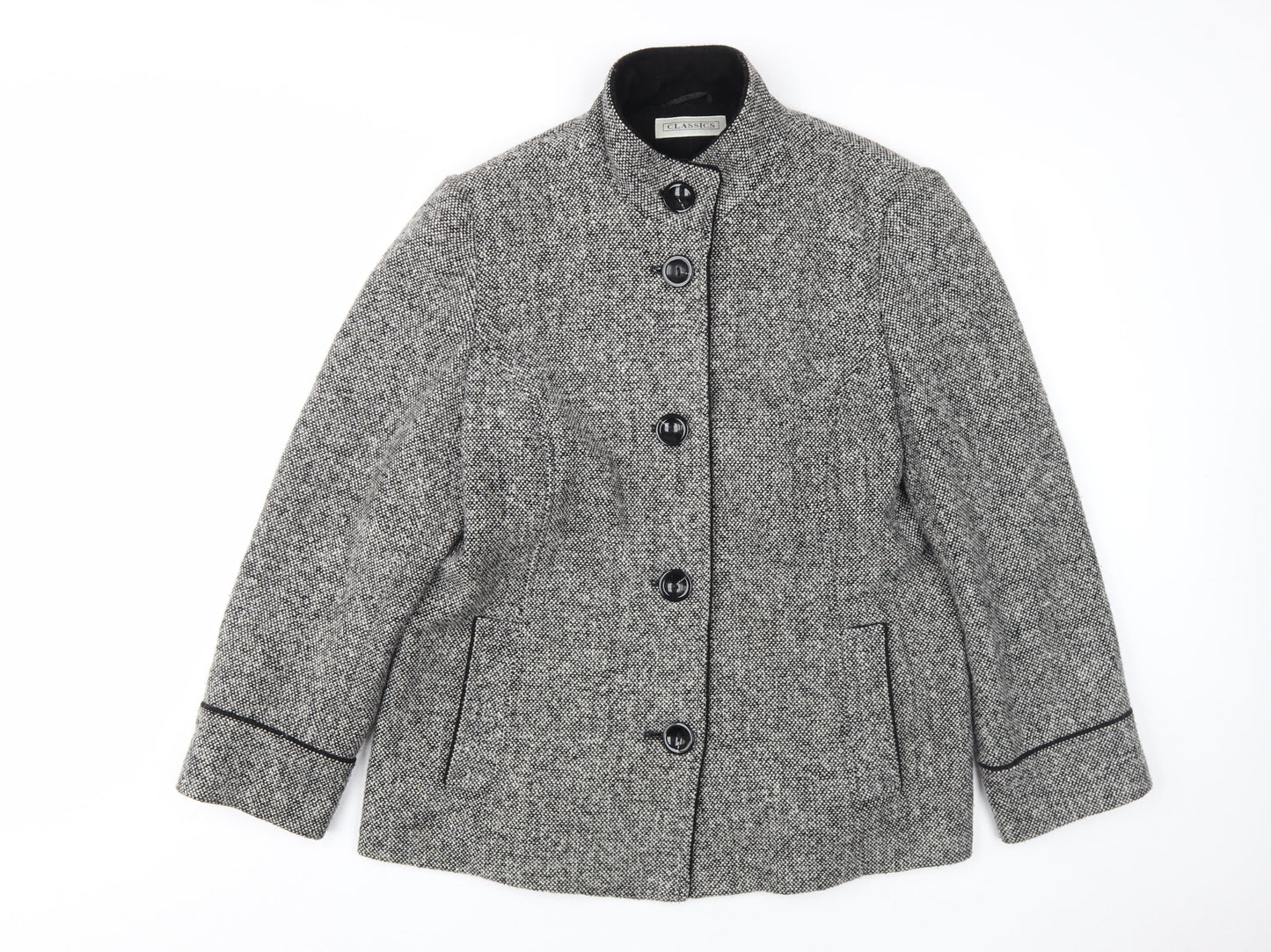 BHS Women's Black Check Jacket, Size 18, Mid-Length
