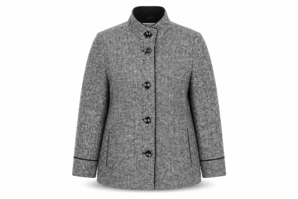 BHS Women's Black Check Jacket, Size 18, Mid-Length