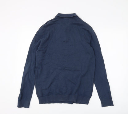 Back view of Linea Men's Blue Collared jumper M