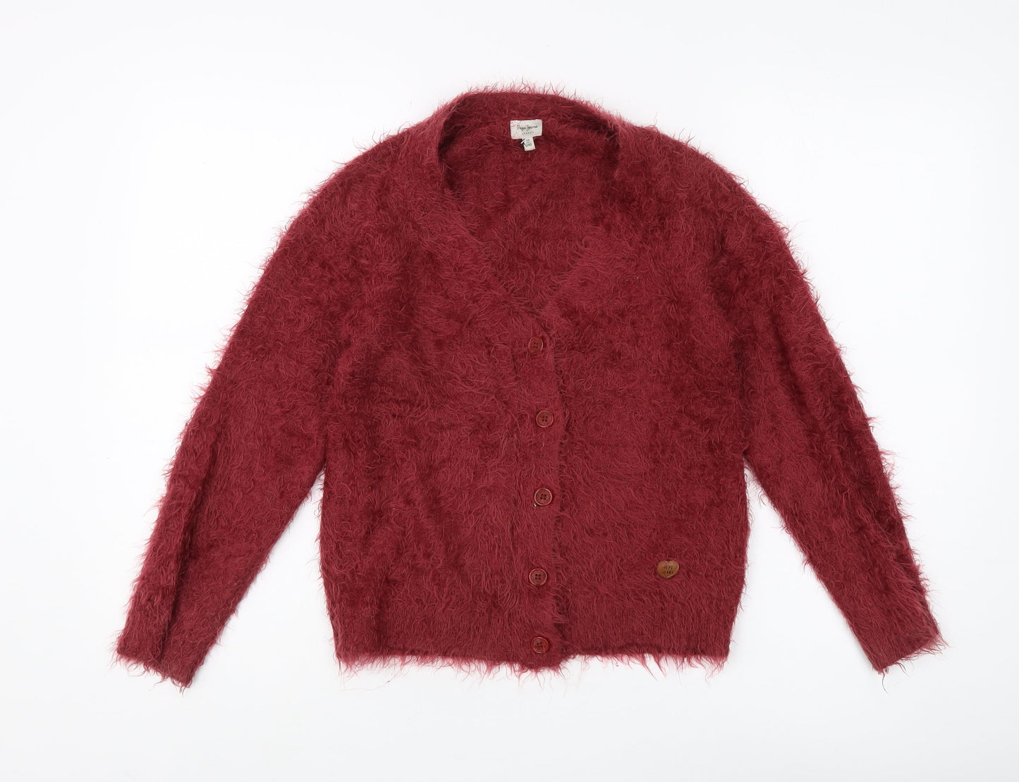 Pepe Jeans Women's Red Cardigan Size 10 V-Neck