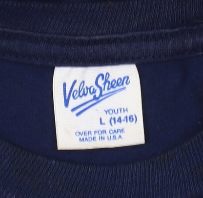 Close-up detail of Velva Sheen boys’ blue disney mickey mouse t-shirt - l, graphic