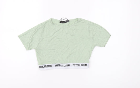 PrettyLittleThing Women's Green Cropped T-Shirt, Size 12