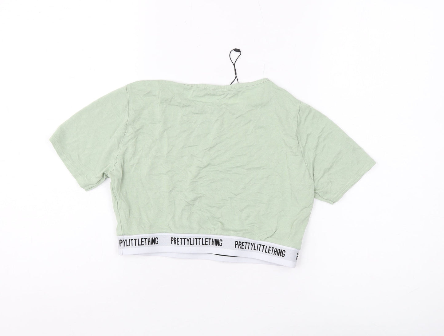 PrettyLittleThing Women's Green Cropped T-Shirt, Size 12