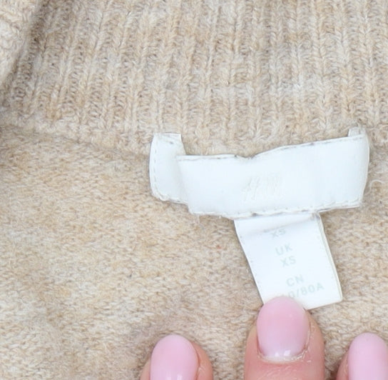 H&M Women's Beige Cardigan Open-Knit Lightweight XS
