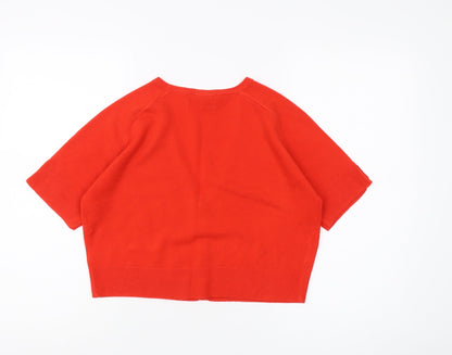 Next Women's Red Cardigan, Size 14, V-Neck, Button Accent