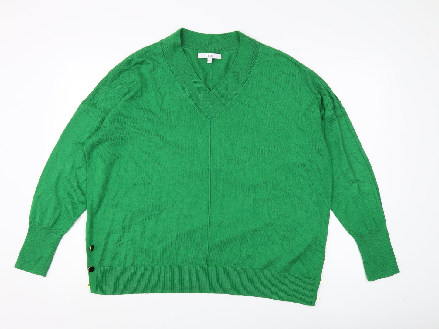 Next Women's Green V-Neck Pullover Jumper L