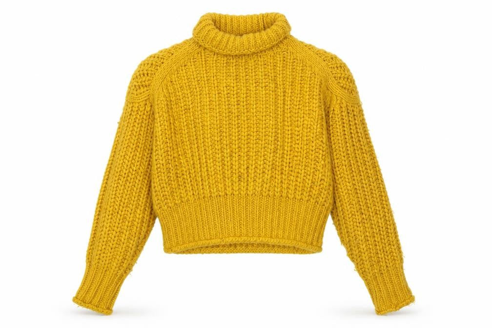 H&M Women's Yellow Roll Neck Chunky-Knit Jumper S