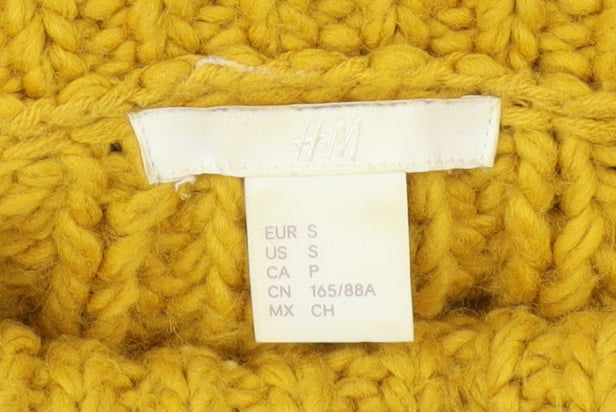 H&M Women's Yellow Roll Neck Chunky-Knit Jumper S