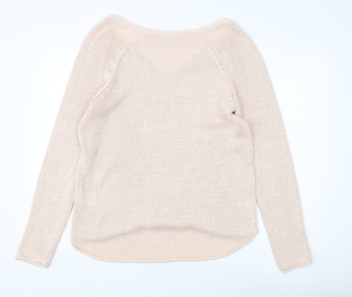 Basic Women's Beige V-Neck Pullover Jumper Size 12