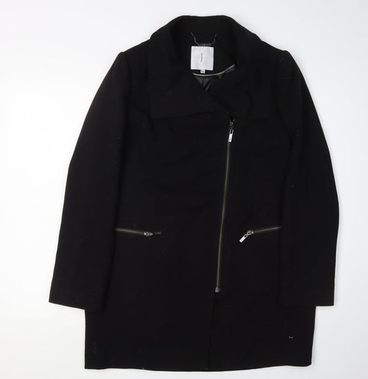 Jasper Conran Women's Black Coat Size 12 Slim Zip Mid-Length