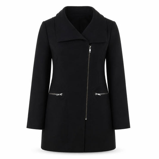 Jasper Conran Women's Black Coat Size 12 Slim Zip Mid-Length