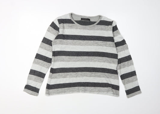 Ana Nonza Women's Grey Striped Pullover Jumper S