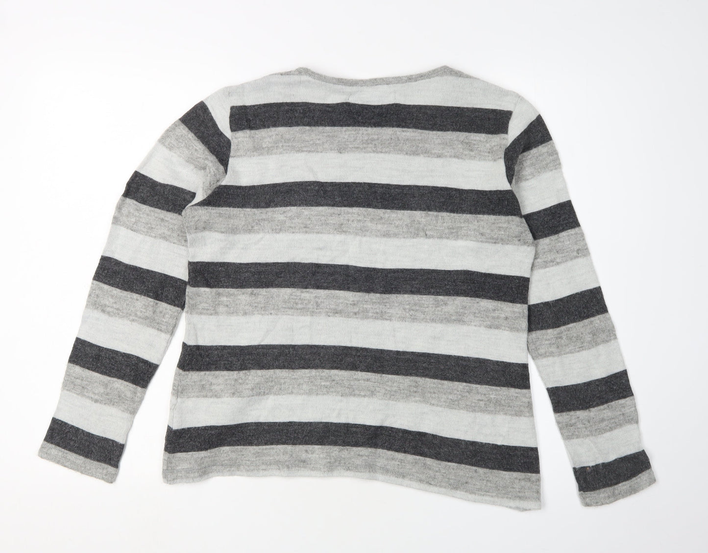 Ana Nonza Women's Grey Striped Pullover Jumper S