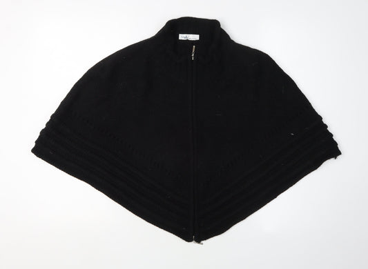 Meiv Women's Black Cape Knit Jumper, Size M, Full Zip