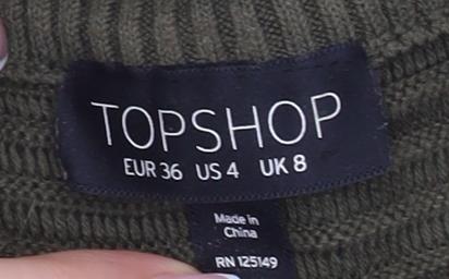 Topshop Women's Green Knit Vest Jumper Size 8