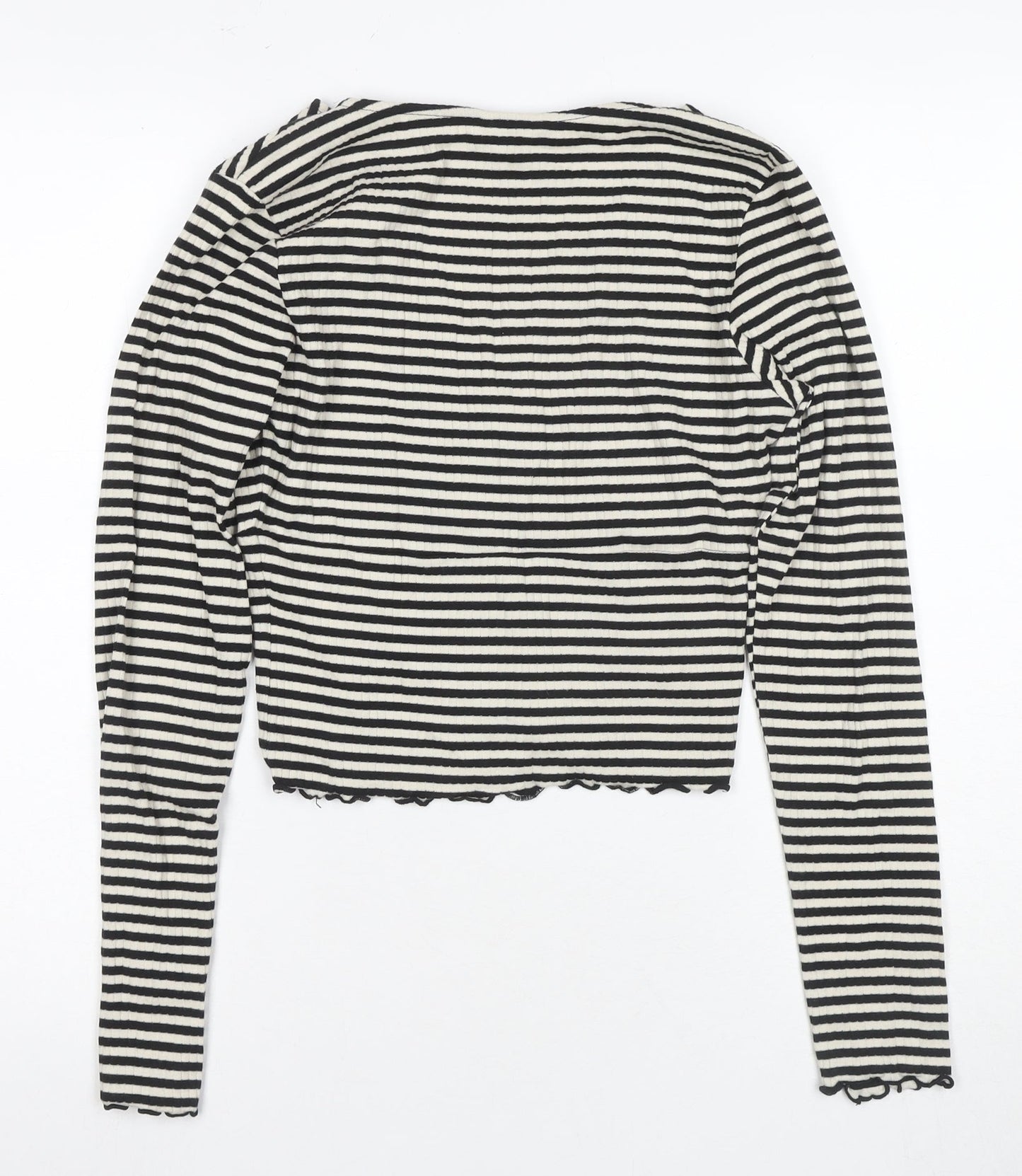 Monki Women’s Black Striped Wrap Blouse, Size S