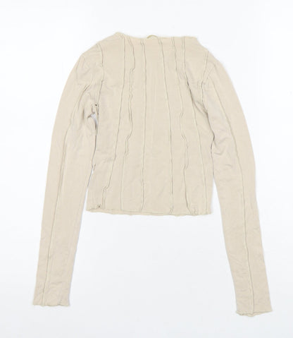 Pull&Bear Women's Beige Long Sleeve Blouse - Size S