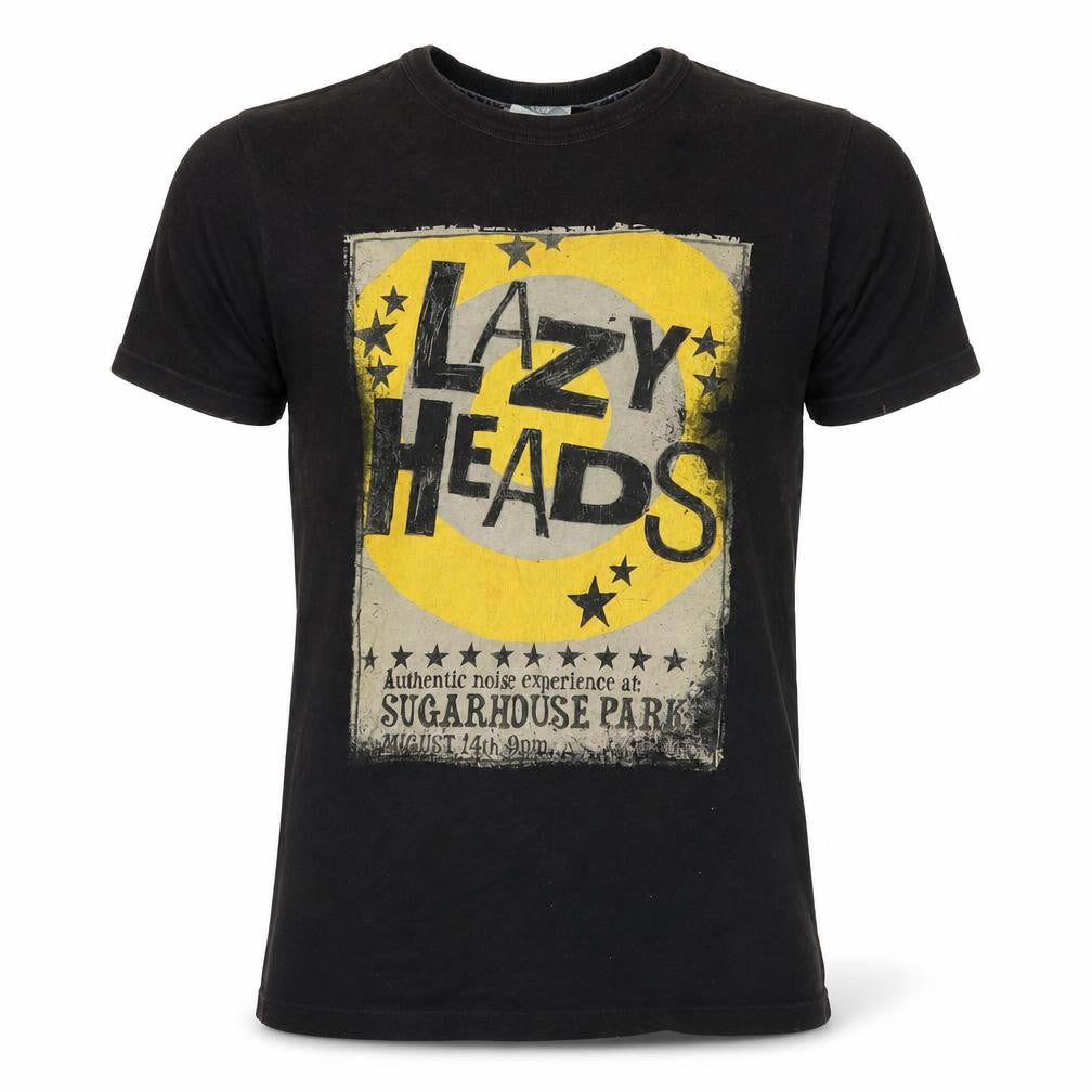 Lazy Heads Men's Black Music T-Shirt, Size S, Crew Neck