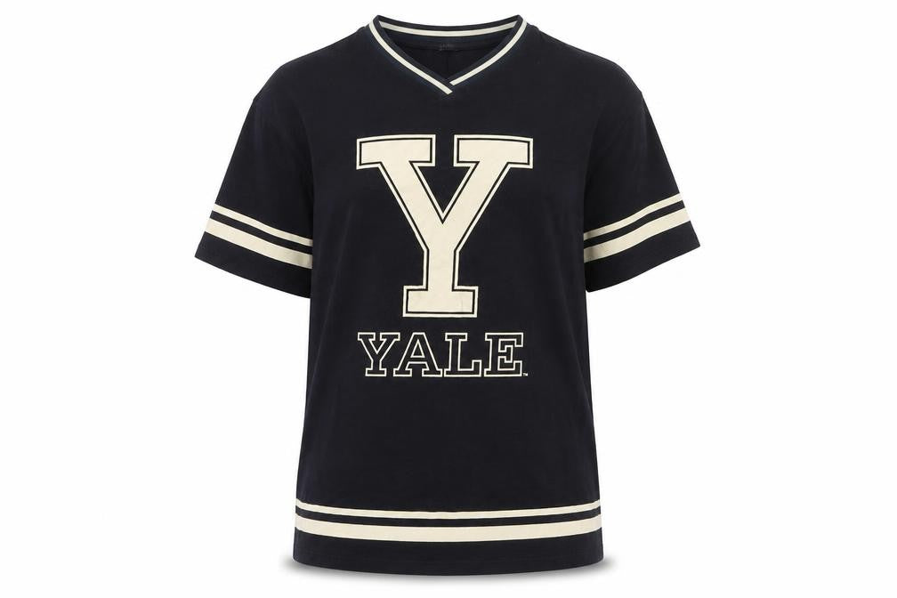 H&M Unisex Kids Black Ringer T-Shirt, 10-11 Years, Yale Logo