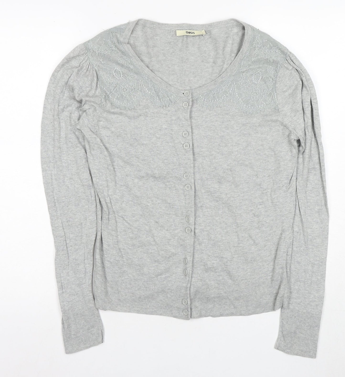 Oasis Women's Grey Long Sleeve Scoop Neck Cardigan