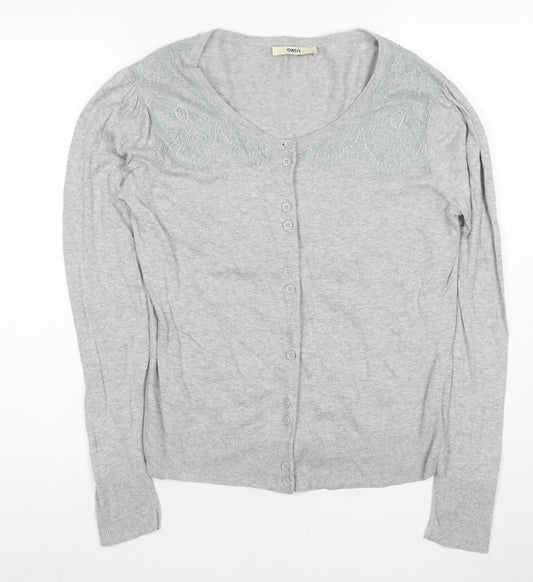 Oasis Women's Grey Long Sleeve Scoop Neck Cardigan