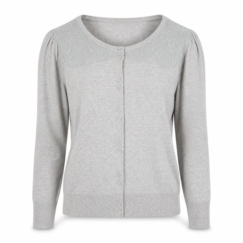 Oasis Women's Grey Long Sleeve Scoop Neck Cardigan